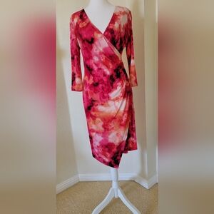 NWT Calvin Clein wrap dress 3/4 sleeve print faux, size 10